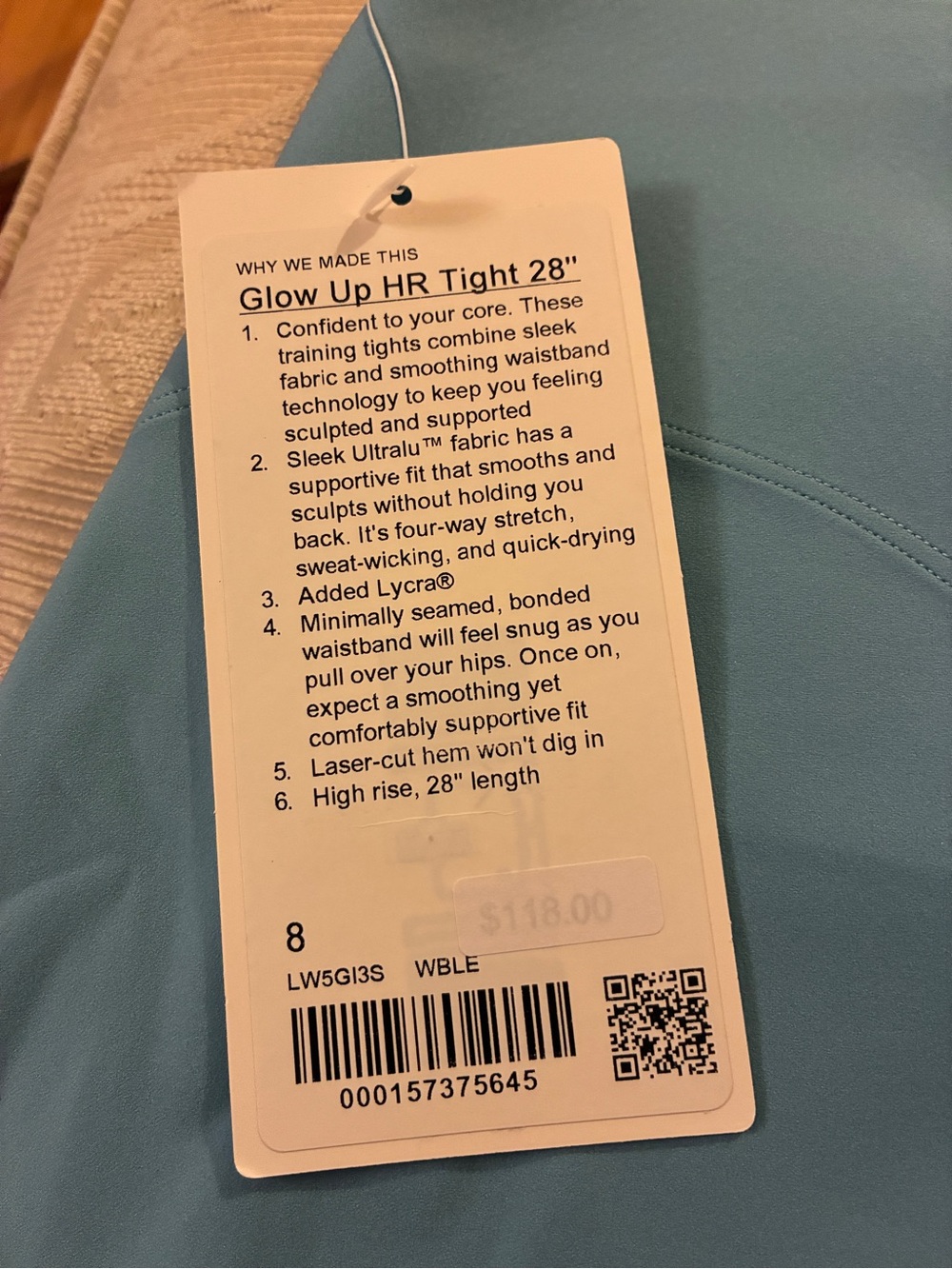 lululemon Glow Up HR Tight 28" in Light Blue